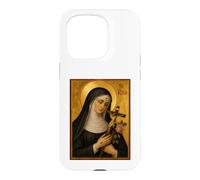 Custodia per iPhone 15 Pro Elegante icona cattolica di Santa Rita