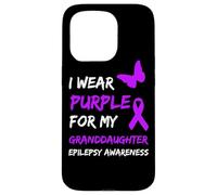 Custodia per iPhone 15 Pro Epilepsy Awareness I Wear Purple For My Granddaughter Ribbon