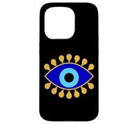 Custodia per iPhone 15 Pro Evil Eye in Blue Golden Nazar Protezione come Boho Spiritual