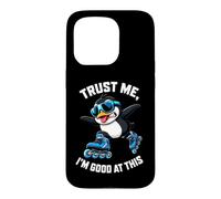 Custodia per iPhone 15 Pro Fantastico pinguino di pattinaggio in linea, credo di essere bravo in questo