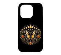 Custodia per iPhone 15 Pro Farfalla Fasi Lunari Cottagecore Natura Fiori