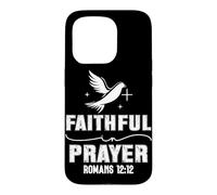 Custodia per iPhone 15 Pro Fedele nella Preghiera Romani 12:12 Design Vintage