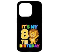 Custodia per iPhone 15 Pro Festa a tema It's My 8th Birthday Lion Safari Jungle Age 8