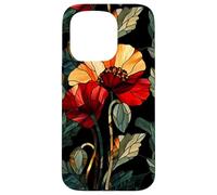 Custodia per iPhone 15 Pro Floral Cupo Art Nouveau Papavero Gotico Botanico Stile Boho