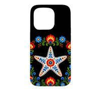 Custodia per iPhone 15 Pro Floreale Stella Marina Folk Art Motivi Fiori