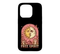 Custodia per iPhone 15 Pro Free Spirit Sole Luna Celeste Boho 70s Retro Art