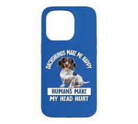 Custodia per iPhone 15 Pro Funny Humans Hurt My Head Happy Piebald Dachshund Lover