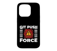 Custodia per iPhone 15 Pro Funny Programmer Coding Git Push Force Warning