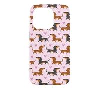 Custodia per iPhone 15 Pro Funny Womens Girls Pink Black & Tan Dachshund Lover Pattern