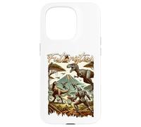 Custodia per iPhone 15 Pro Futuristic Dinosaur Battle Sci Fi Action Art Warrior
