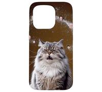 Custodia per iPhone 15 Pro Gatto con pensieri cosmici Divertente Surreale Strano