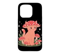 Custodia per iPhone 15 Pro Gatto fungo cappello Cottagecore Estetica Goblincore Garden
