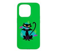 Custodia per iPhone 15 Pro Gatto nero vampiro retrò Atomic Age Mid-Century con ali di pipistrello