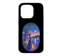 Custodia per iPhone 15 Pro Georges Seurat Ispirato Pointillist Moonlit Riverside Woman
