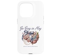 Custodia per iPhone 15 Pro Go Grey in May Cervello Tumor Awareness Fiocco Floreale