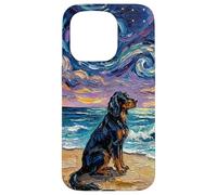 Custodia per iPhone 15 Pro Gordon Setter Starry Night Beach Dog Opera d'arte