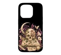 Custodia per iPhone 15 Pro Gothic Botanical Skull Moon Grimoire Dark Academia Book Love