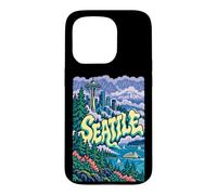 Custodia per iPhone 15 Pro Grafica artistica retrò grunge di Seattle Washington City