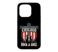 Custodia per iPhone 15 Pro Grafica della città della musica rock and roll di Chicago