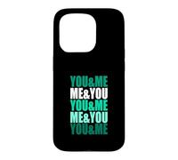 Custodia per iPhone 15 Pro Grafica verde acqua verde chiaro You&Me&You&Me Teal Aqua