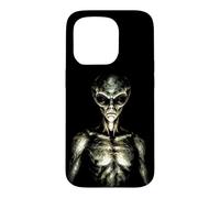 Custodia per iPhone 15 Pro Grigio Alien Face spaventoso extraterrestre UFO Horror Art