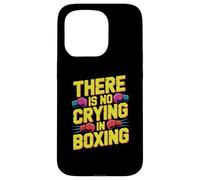 Custodia per iPhone 15 Pro Guantoni da boxe divertenti retrò con scritta in lingua inglese "There Is No Crying
