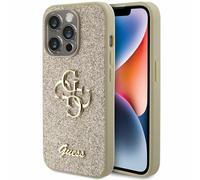 Ufficiale Guess Brillantini Script Grande 4G Custodia per Apple IPHONE 15 Serie