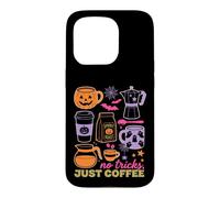 Custodia per iPhone 15 Pro Halloween Coffee No Tricks Just Coffee Spooky Humor