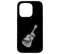 Custodia per iPhone 15 Pro Hand Drawn Guitar Sketch Design, Expressive Acoustic Music