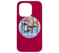 Custodia per iPhone 15 Pro Harry Potter Chibi Trio Flying On Broomsticks
