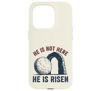 Custodia per iPhone 15 Pro He Is Not Here He Is Risen Divertente arrampicata su roccia