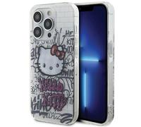Custodia per iPhone 15 Pro Hello Kitty Kitty sui mattoni bianca