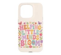 Custodia per iPhone 15 Pro Helping Little Minds Bloom Teacher, farfalla floreale, mela