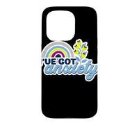 Custodia per iPhone 15 Pro Ho l'ansia Citazione divertente e ansiosa arcobaleno floreale