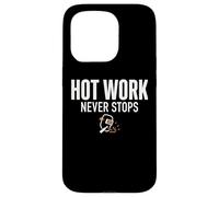 Custodia per iPhone 15 Pro Hot Work Never Stops Welder Welding Blue Collar Job Work