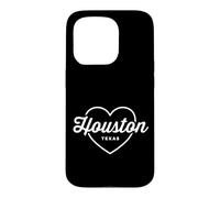 Custodia per iPhone 15 Pro Houston Texas Love Heart Retro Script Travel America Dark