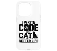 Custodia per iPhone 15 Pro I write code so my cat can have a better life funny geek