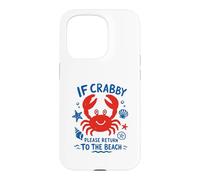 Custodia per iPhone 15 Pro If Crabby Please Return to the Beach Arte vintage disegnata a mano