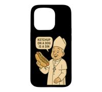 Custodia per iPhone 15 Pro Il ketchup su un cane è un peccato Chicago Hot Dog Da Pope Design