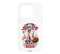 Custodia per iPhone 15 Pro Il mio Labor Day pianifica carne e birra Retro BBQ Grill Master