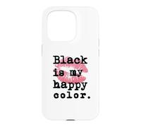 Custodia per iPhone 15 Pro Il nero è il mio colore felice con baci sulle labbra rosa