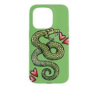 Custodia per iPhone 15 Pro Illustrazione del serpente che colpisce il tatuaggio del serpente che sibila verde