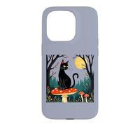 Custodia per iPhone 15 Pro Illustrazione di Halloween Familiar Black-Cat E funghi velenosi