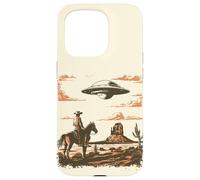 Custodia per iPhone 15 Pro Incontro Vintage tra Cowboy e Alieno nel Deserto