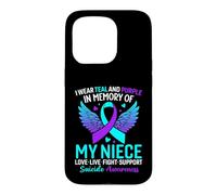 Custodia per iPhone 15 Pro Indosso verde acqua e viola per la prevenzione del suicidio di mia nipote