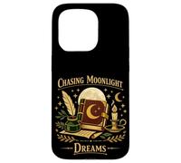 Custodia per iPhone 15 Pro Inseguendo i sogni al chiaro di luna Libro celeste vintage