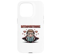 Custodia per iPhone 15 Pro Introverso Nerd Geek Libro di lettura Retro Pixelated Men