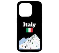 Custodia per iPhone 15 Pro Italia, sci, viaggio, souvenir, sci, amante dello sci, bandiera italiana