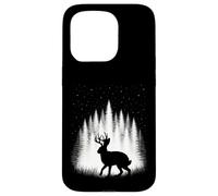 Custodia per iPhone 15 Pro Jackalope camminando attraverso la foresta bianca sotto le stelle della sera