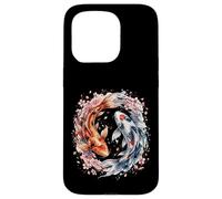 Custodia per iPhone 15 Pro Japanese Yin Yang Koi Fish Sakura Watercolor